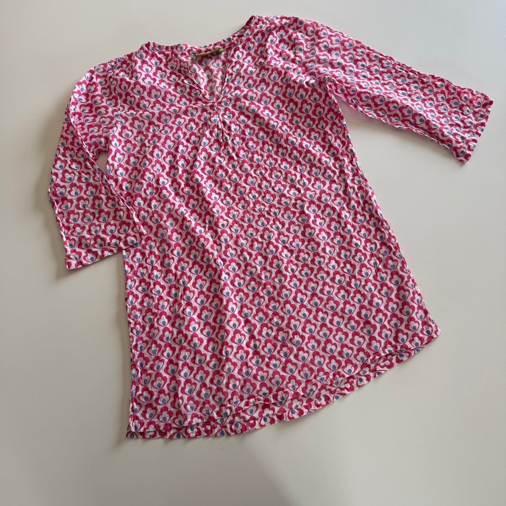 Rock Flower Paper-100% Cotton-Tunic-Pink-White-Purple-Spring-Summer-Beach-Size M